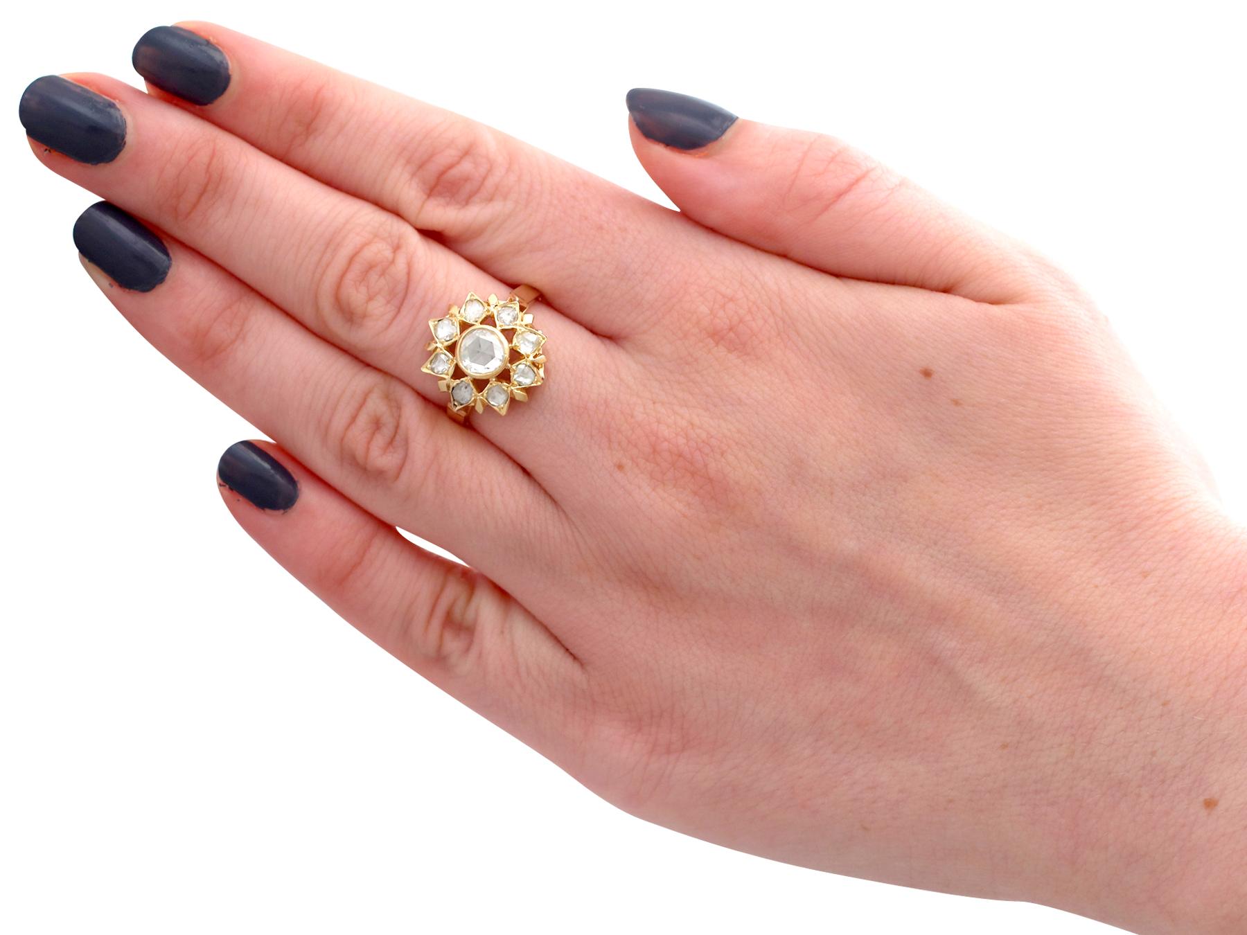 1950s Diamond and Yellow Gold Cluster Ring For Sale 2