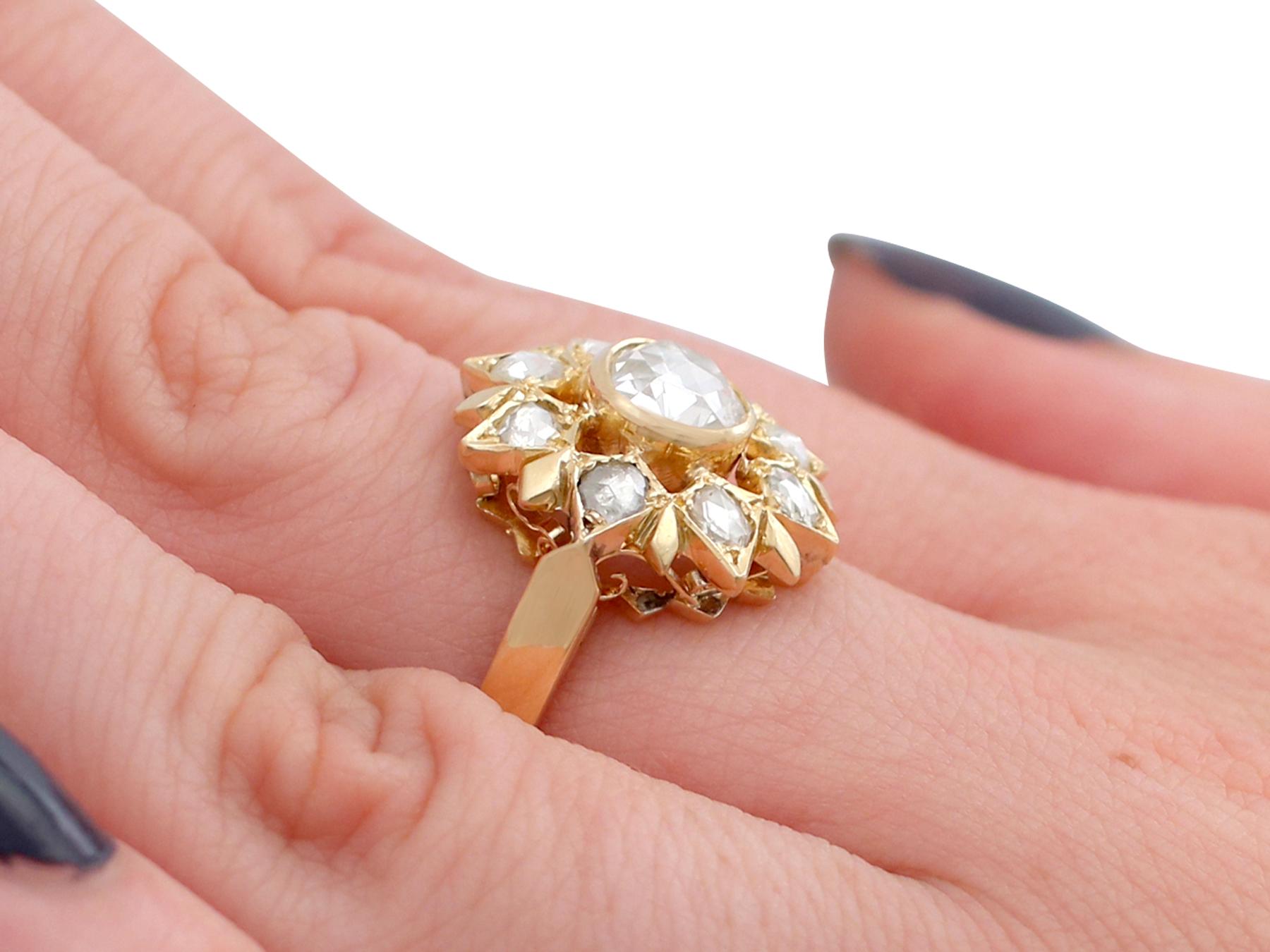 1950s Diamond and Yellow Gold Cluster Ring For Sale 3