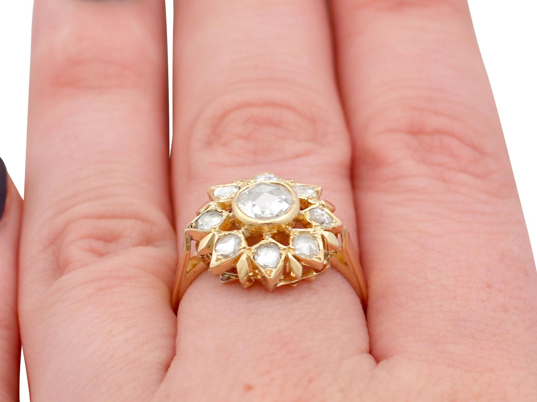 1950s Diamond and Yellow Gold Cluster Ring For Sale 4