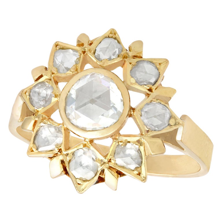 1950s Diamond and Yellow Gold Cluster Ring For Sale at 1stDibs