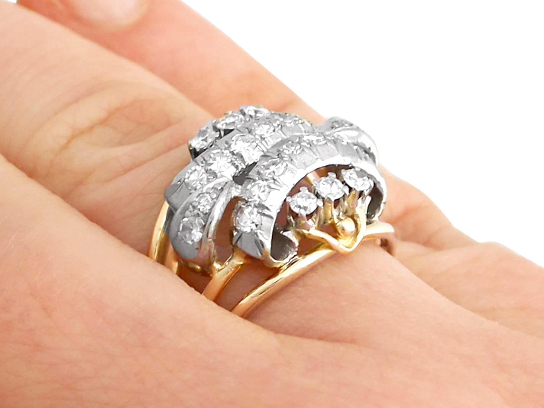 1950s, Diamond and Yellow Gold Cocktail Ring For Sale 2