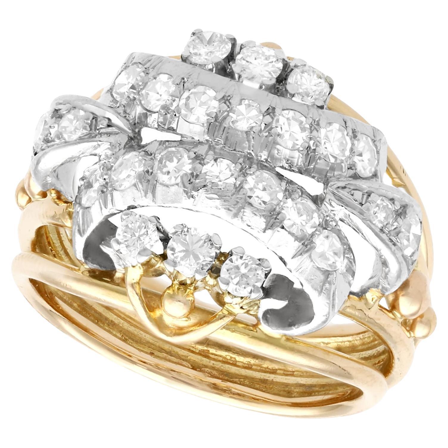 1950s, Diamond and Yellow Gold Cocktail Ring
