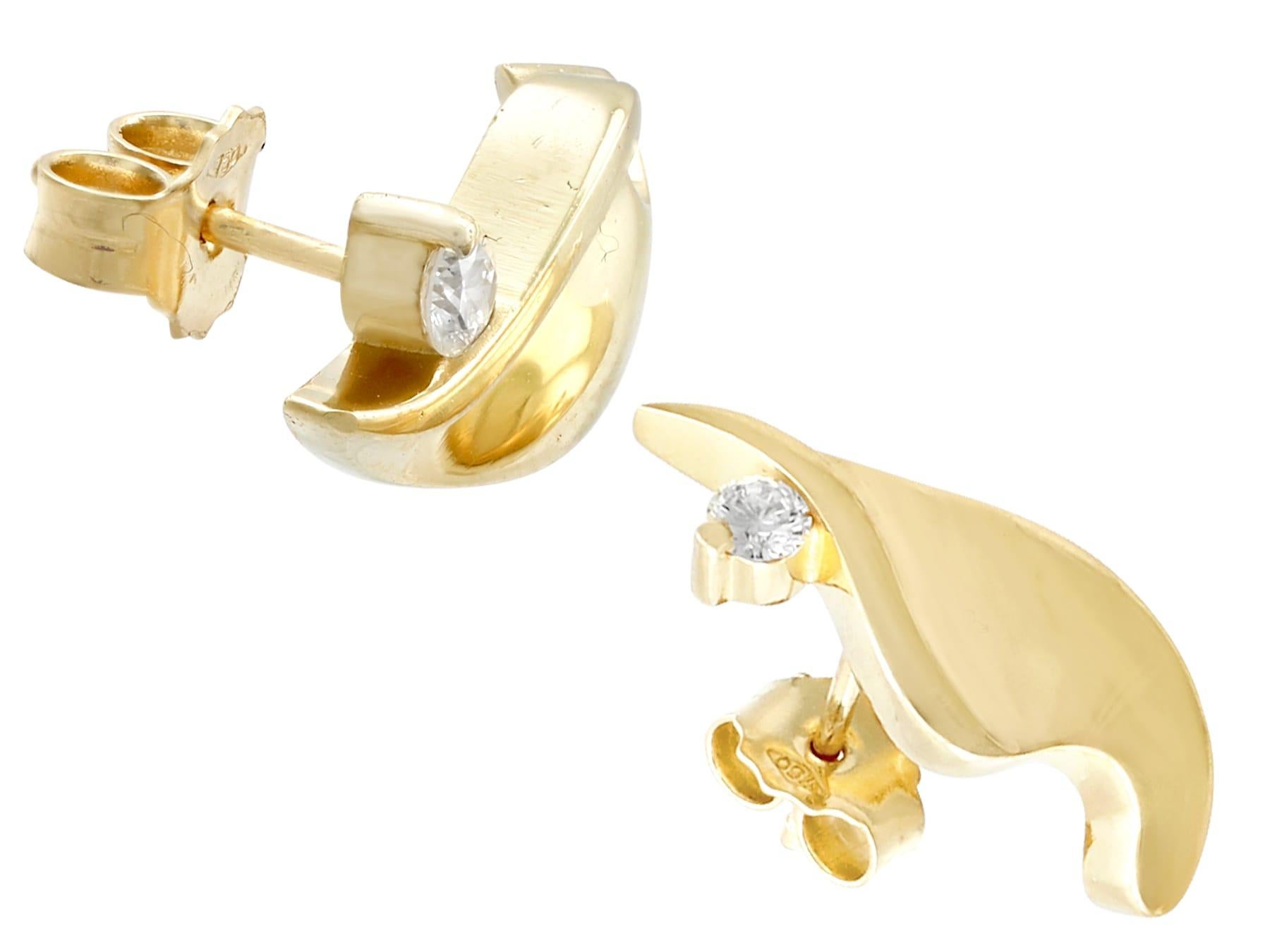 1950er Jahre Diamant- und Gelbgold-Ohrringe im Zustand „Hervorragend“ im Angebot in Jesmond, Newcastle Upon Tyne