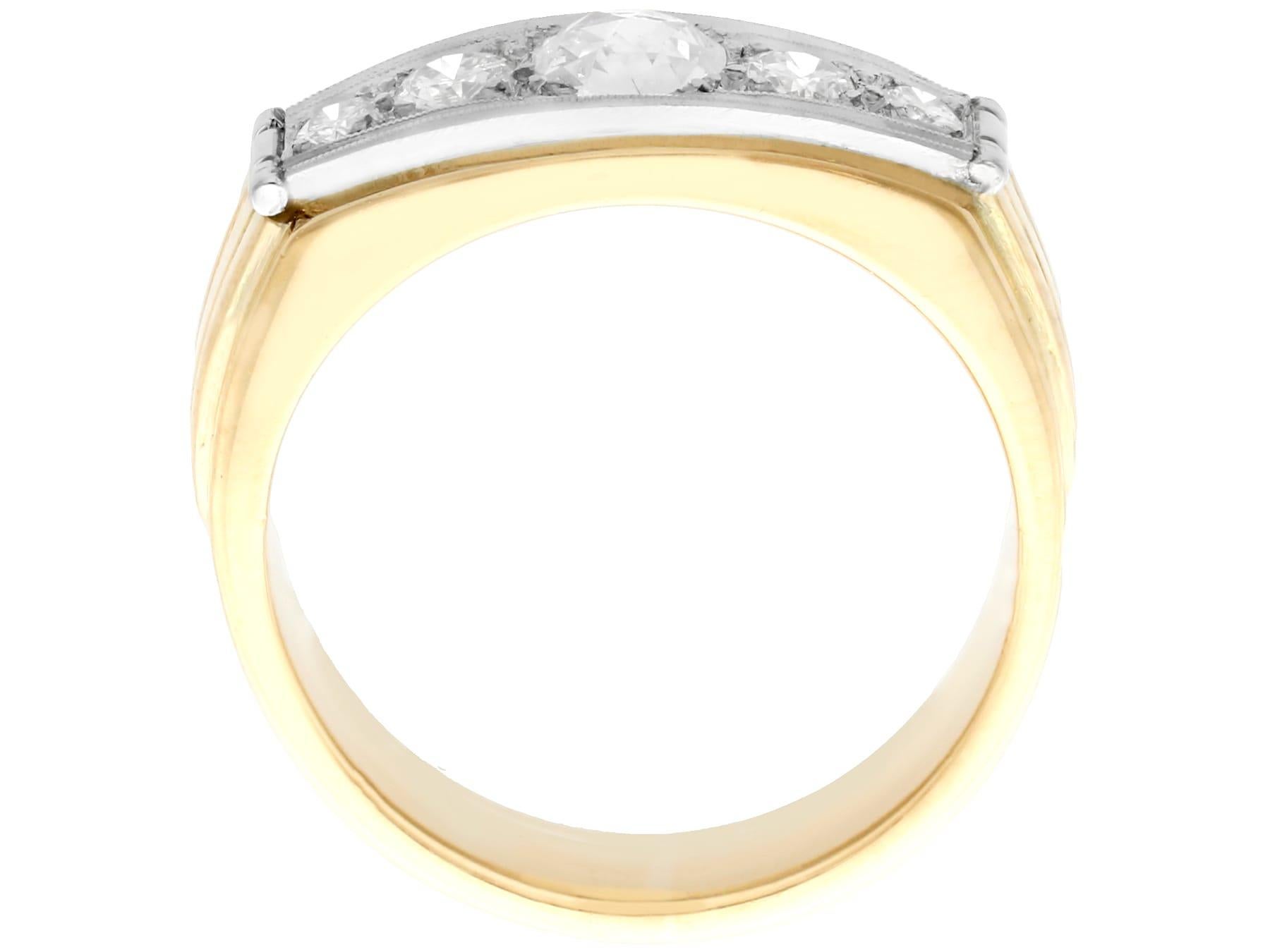 Women's or Men's 1950s Diamond and Yellow Gold White Gold Cocktail Ring For Sale