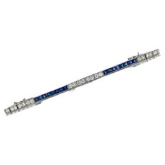 1950's Diamond Blue Sapphire Platinum Vintage Line Tennis Bracelet