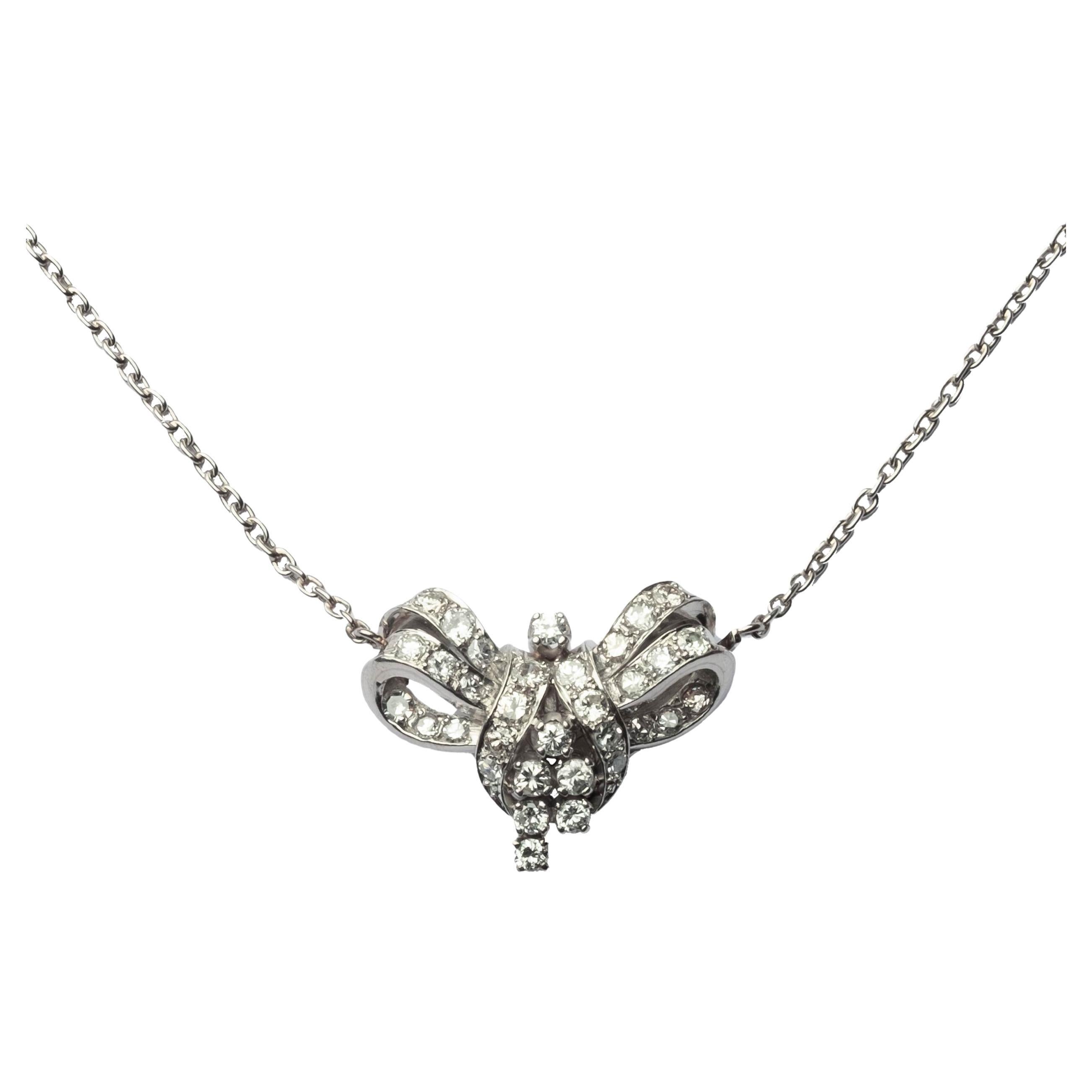 1950 Collana con fiocco di diamanti in vendita