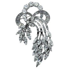 1950s Diamond Cascade Brooch in 18K White Gold 1950s Diamond Cascade Brooch in 18K White Gold