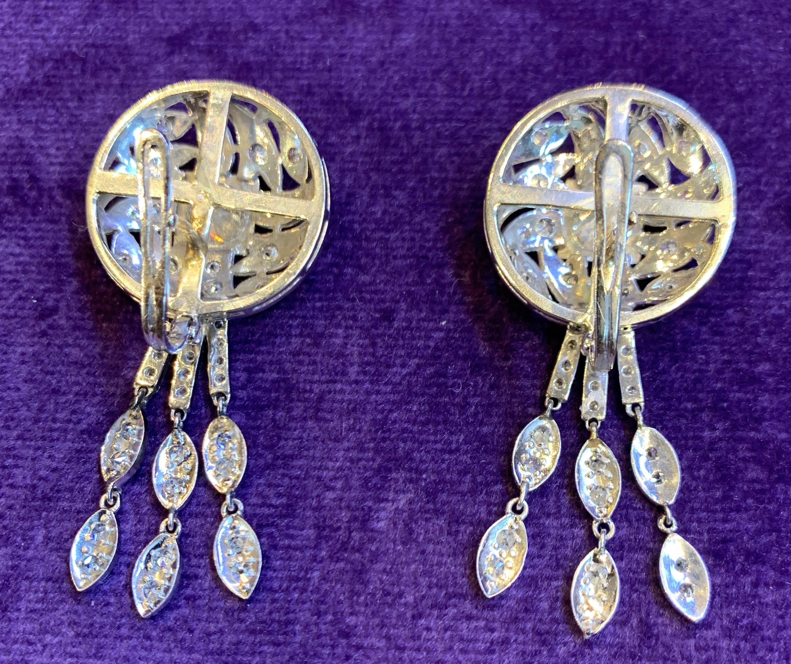 Women's 1950’s Diamond Dangle Earrings For Sale