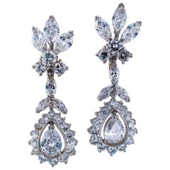1950s Diamond Drop Platinum Earrings