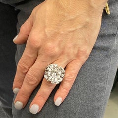 1950s Diamond Floral Motif 18 Karat White Gold Estate Ring