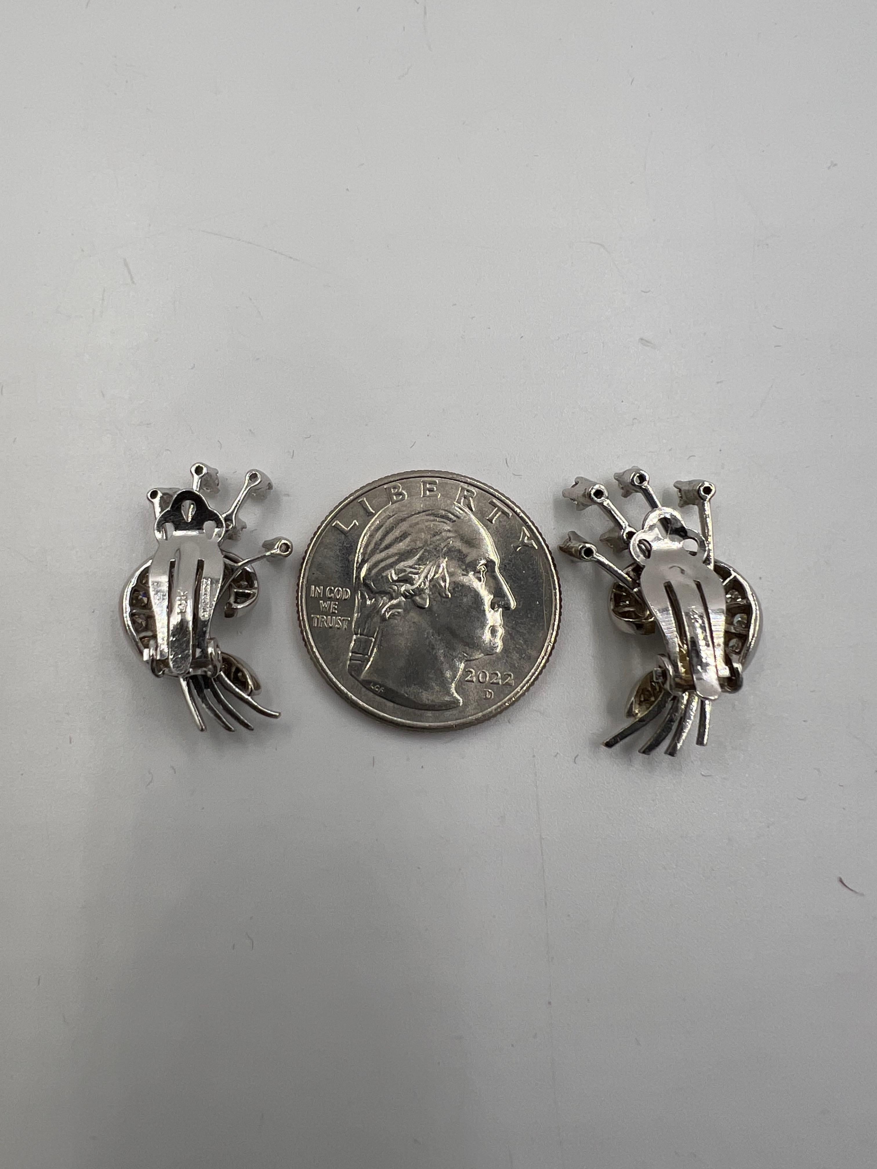 1950s Diamond Floral Spray Clip On Earrings White Gold For Sale 6