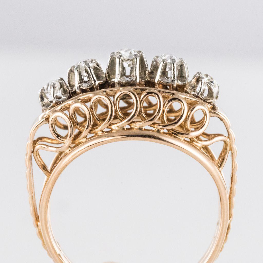Women's 1950s Diamond Gold Platinum Dome Ring