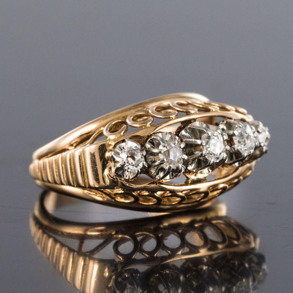 1950s Diamond Gold Platinum Dome Ring 2