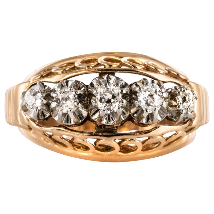 1950s Diamond Gold Platinum Dome Ring