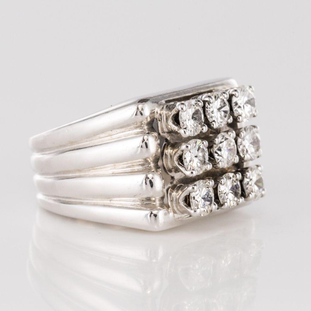 1950s Diamond 18 Karat White Gold Signet Ring 5