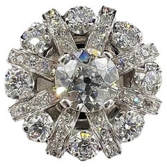 1950s Diamond Platinum Circular Cocktail Ring