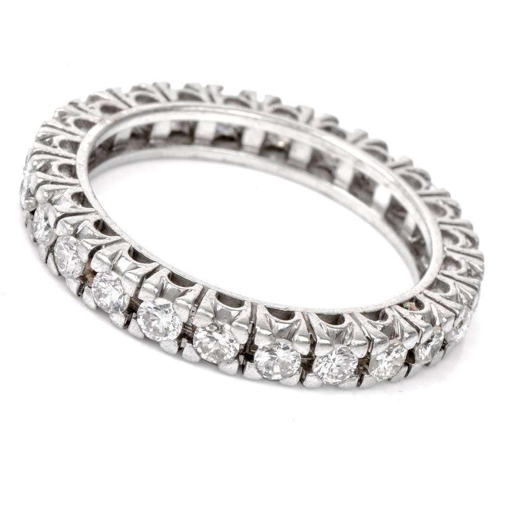 Art Deco 1950s Diamond Platinum Eternity Band Ring