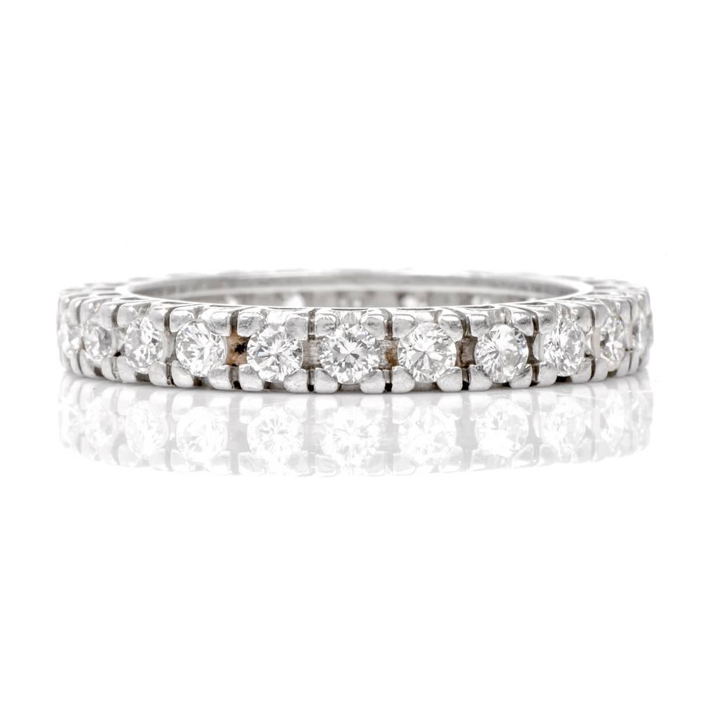 1950s Diamond Platinum Eternity Band Ring In Excellent Condition In Miami, FL