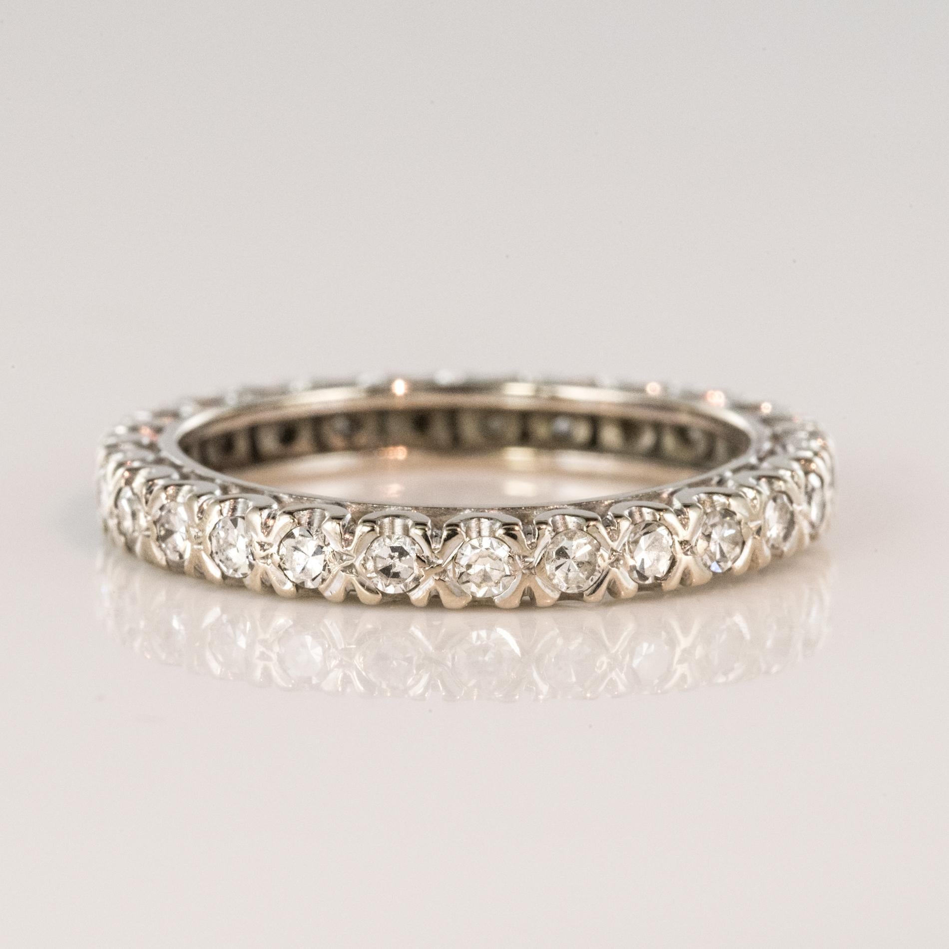 1950s Diamond Platinum Wedding Ring 4