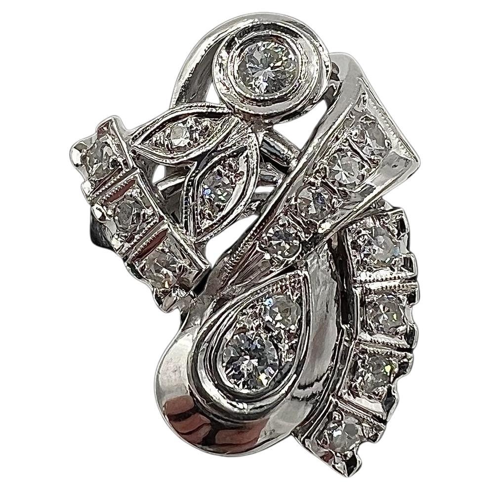 1950s Diamond White Gold Cocktail Ring
