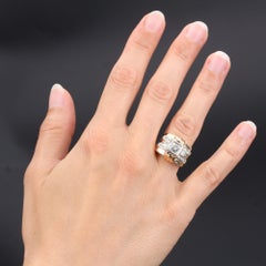 1950s Diamonds 18 Karat Rose Gold Tank Signet Ring