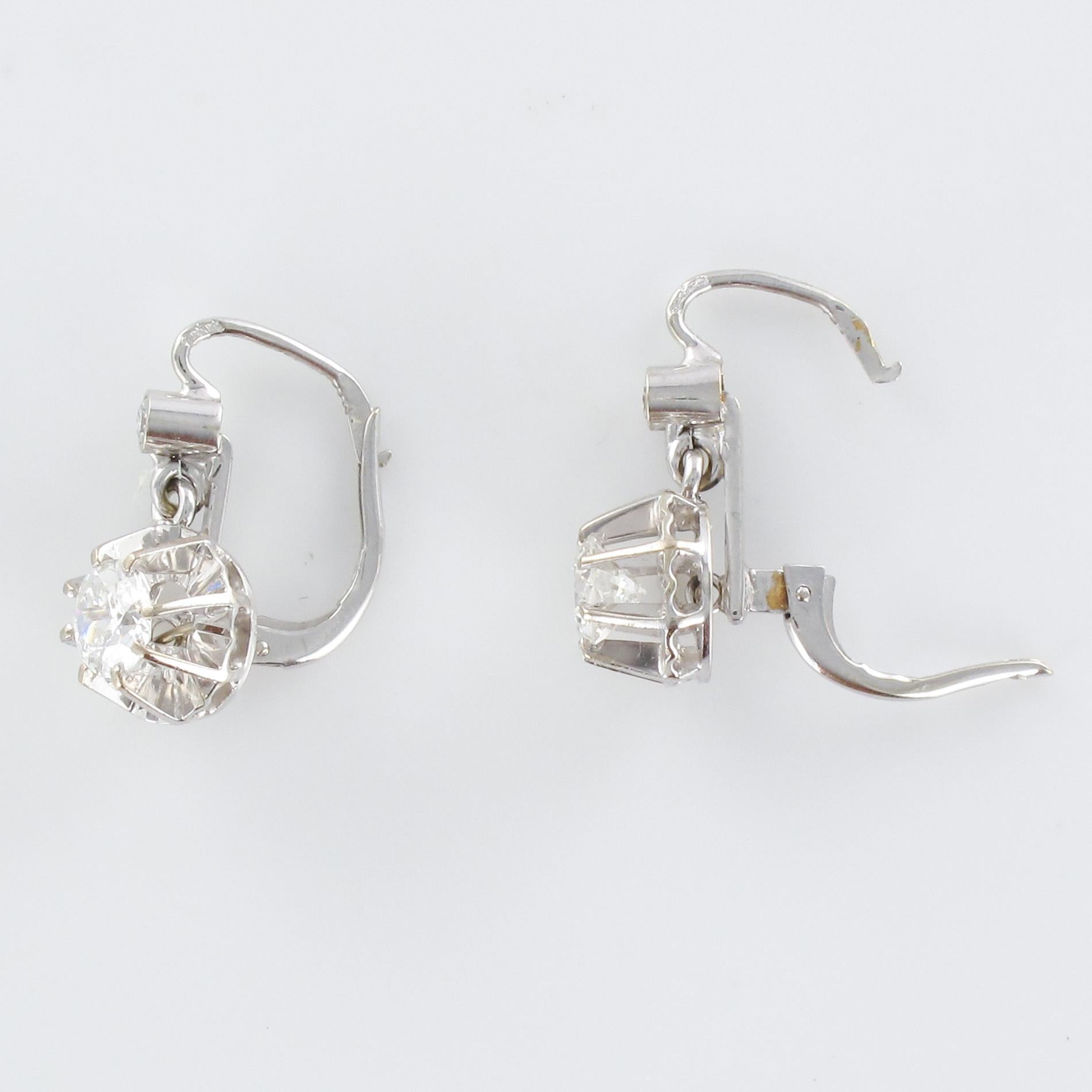 1950s Diamonds 18 Karat White Gold Drop Earrings 2