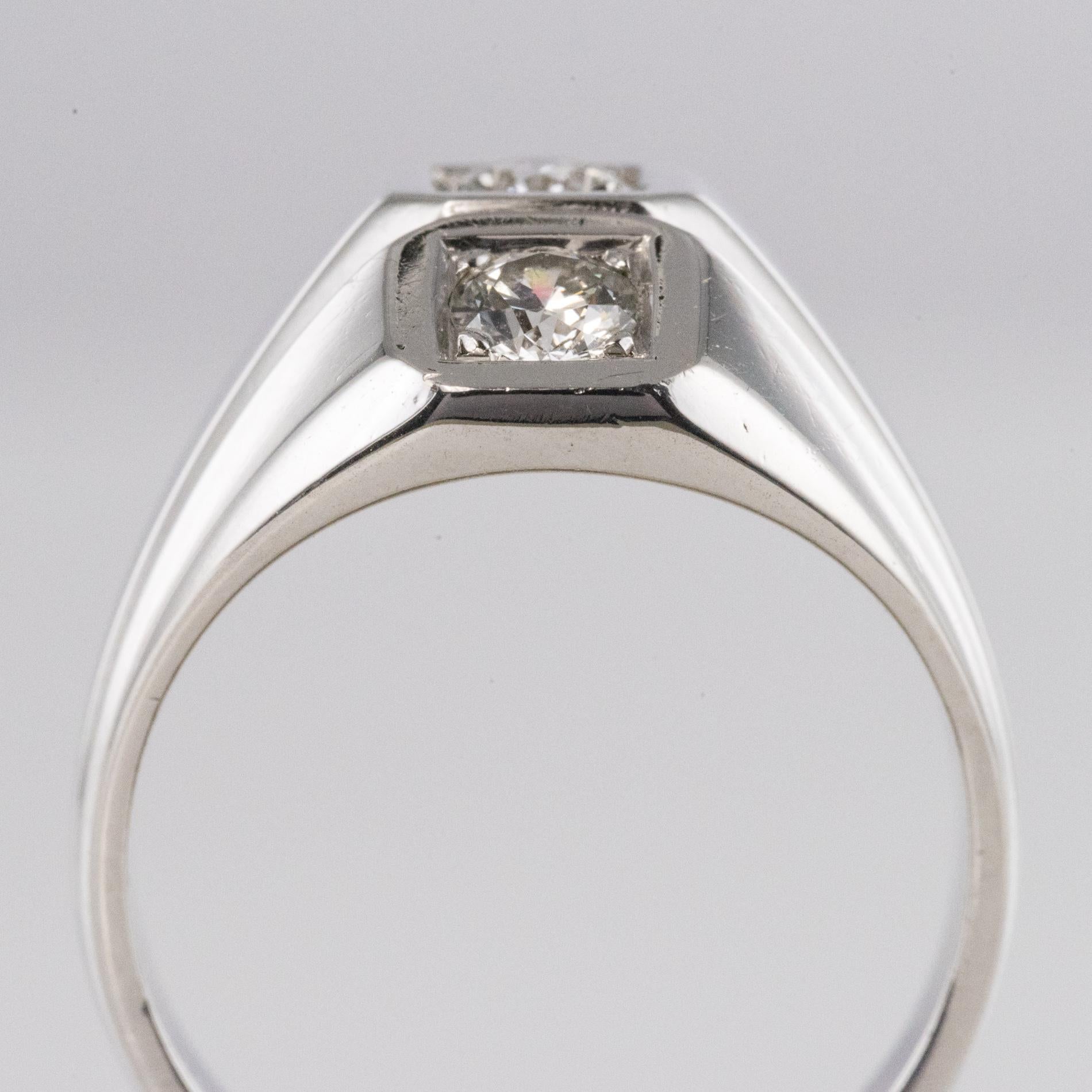 1950s Diamonds 18 Karat White Gold Modernist Ring For Sale 9