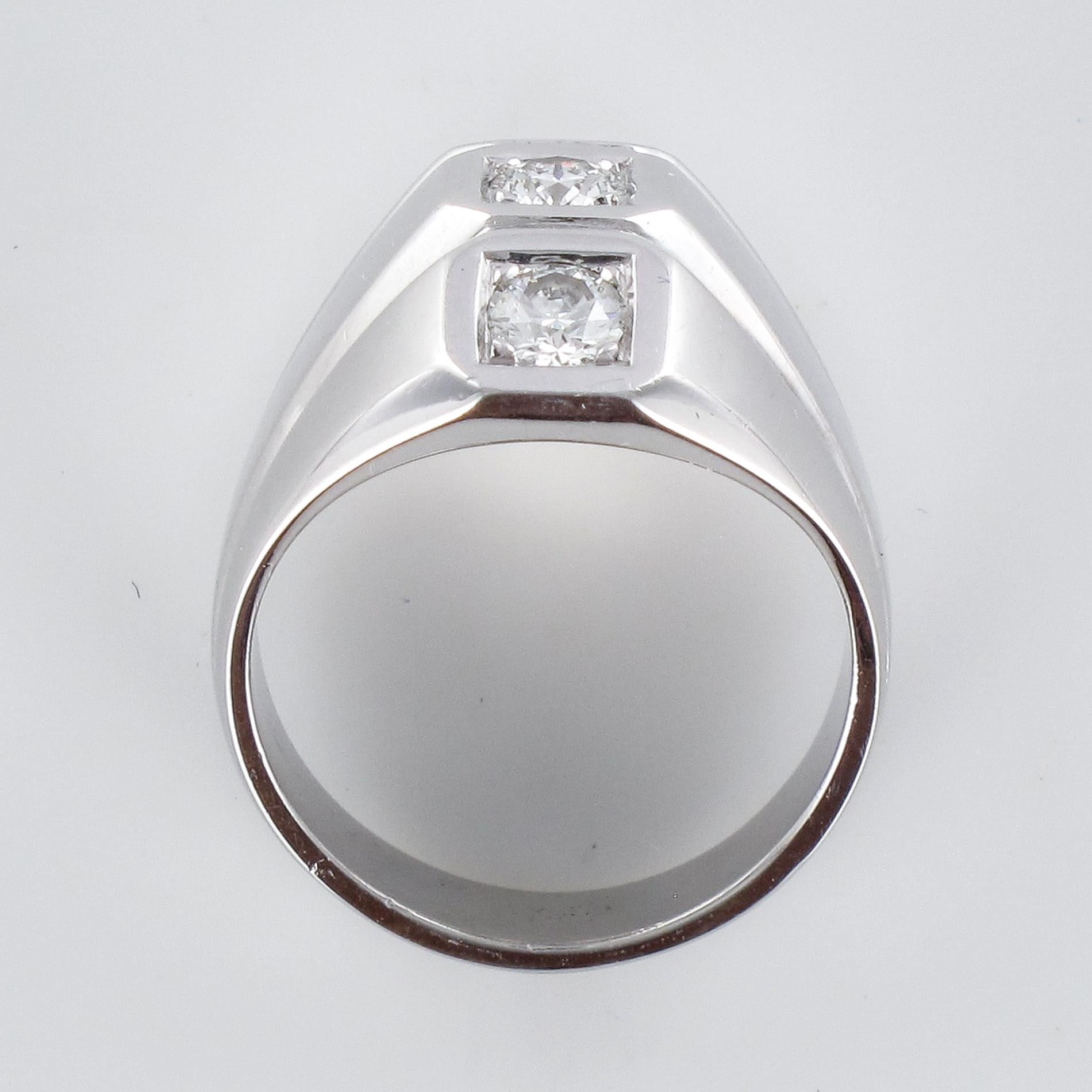 1950s Diamonds 18 Karat White Gold Modernist Ring For Sale 10