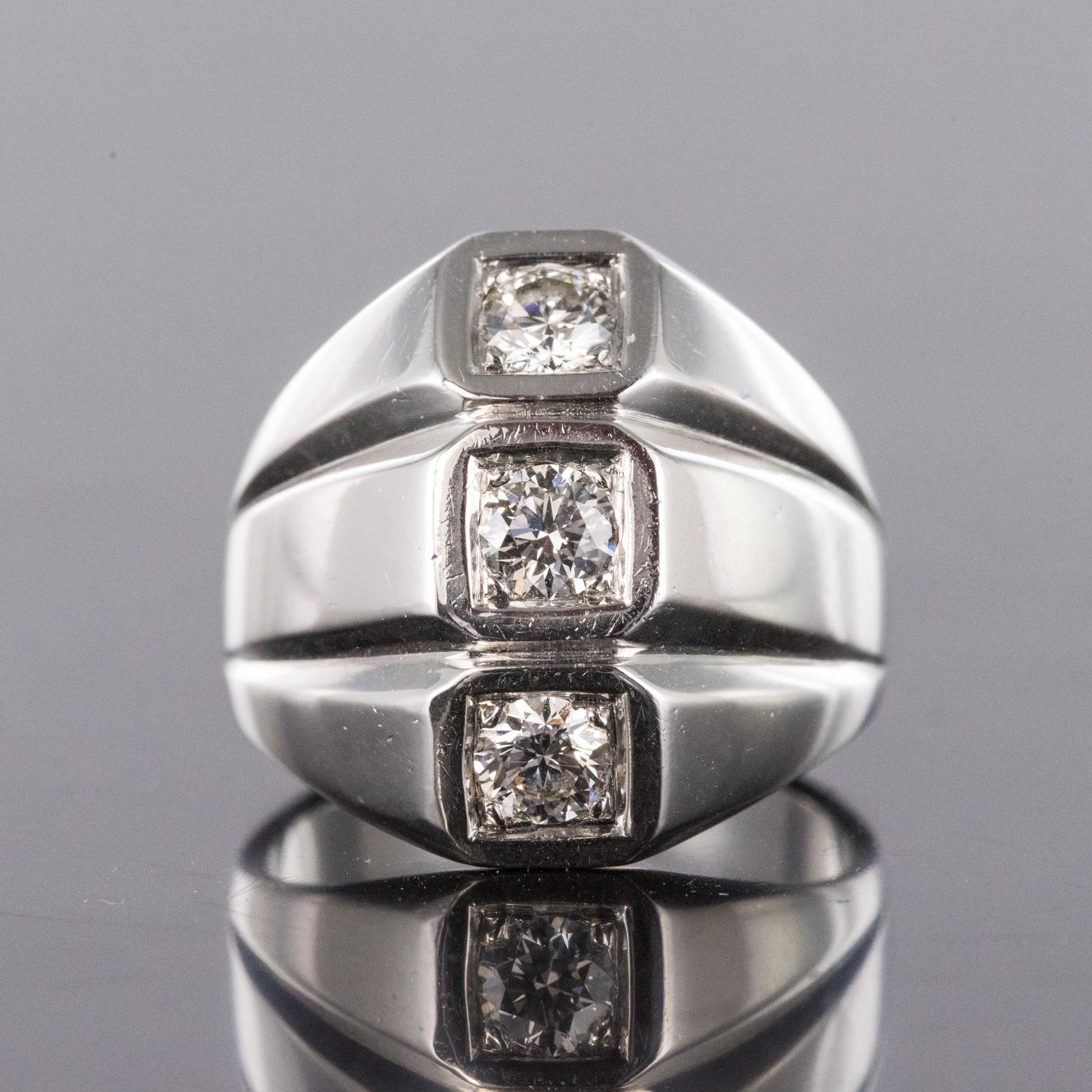 1950s Diamonds 18 Karat White Gold Modernist Ring For Sale 2