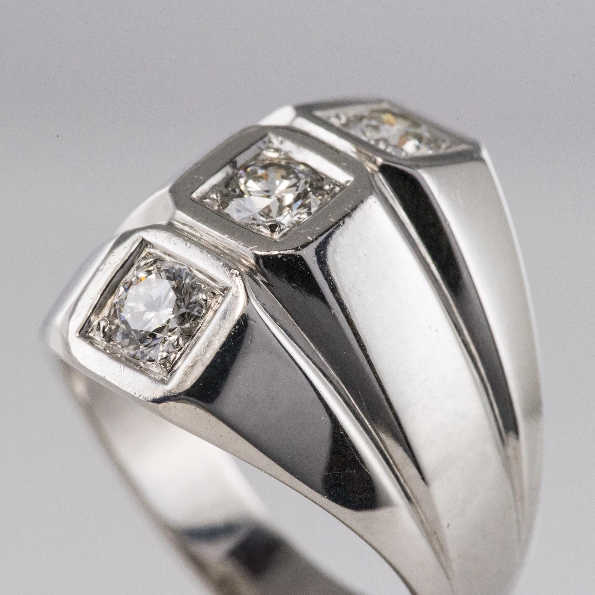 1950s Diamonds 18 Karat White Gold Modernist Ring For Sale 4