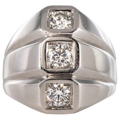 Retro 1950s Diamonds 18 Karat White Gold Modernist Ring