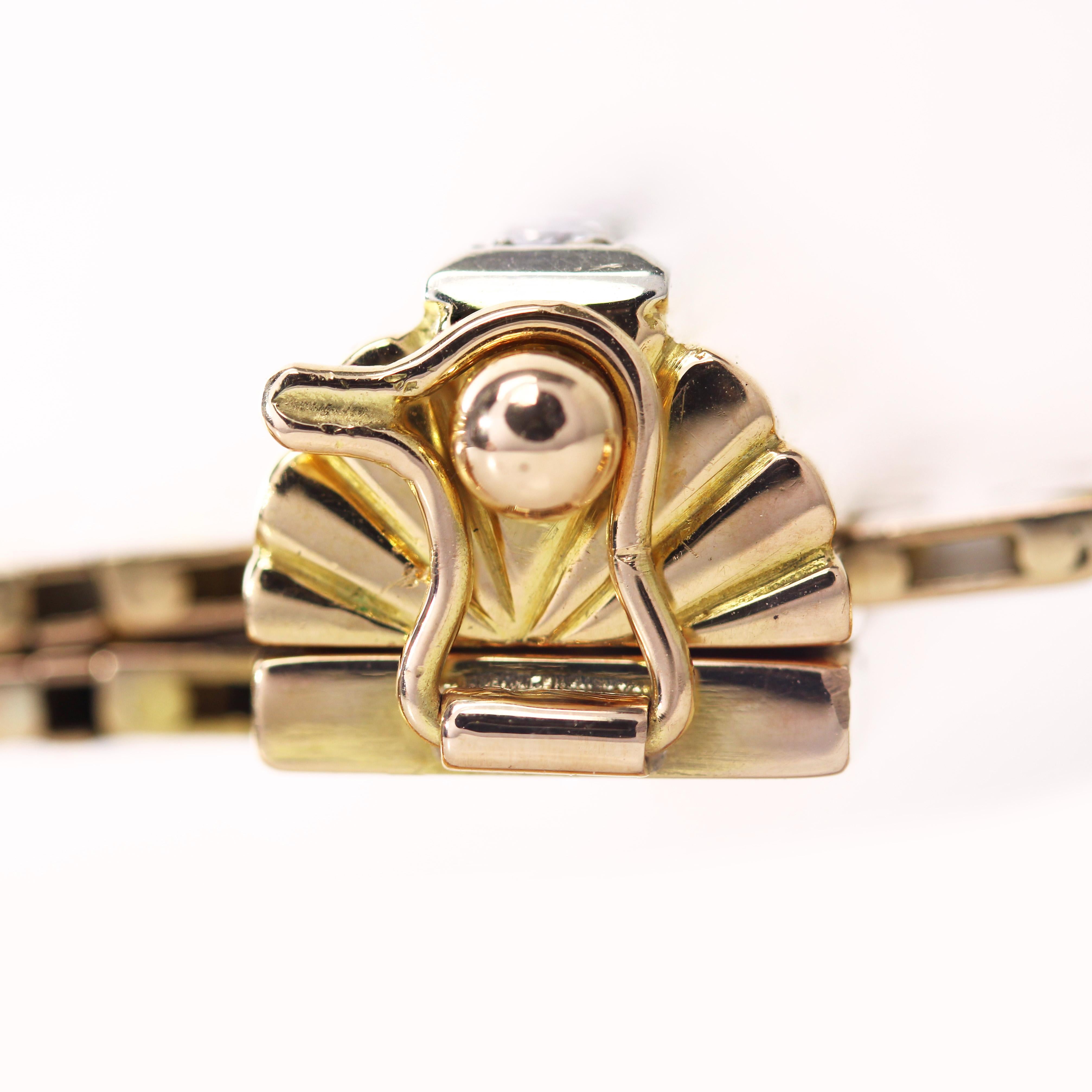 1950s Diamonds 18 Karat Yellow Gold Belt Bracelet For Sale 7