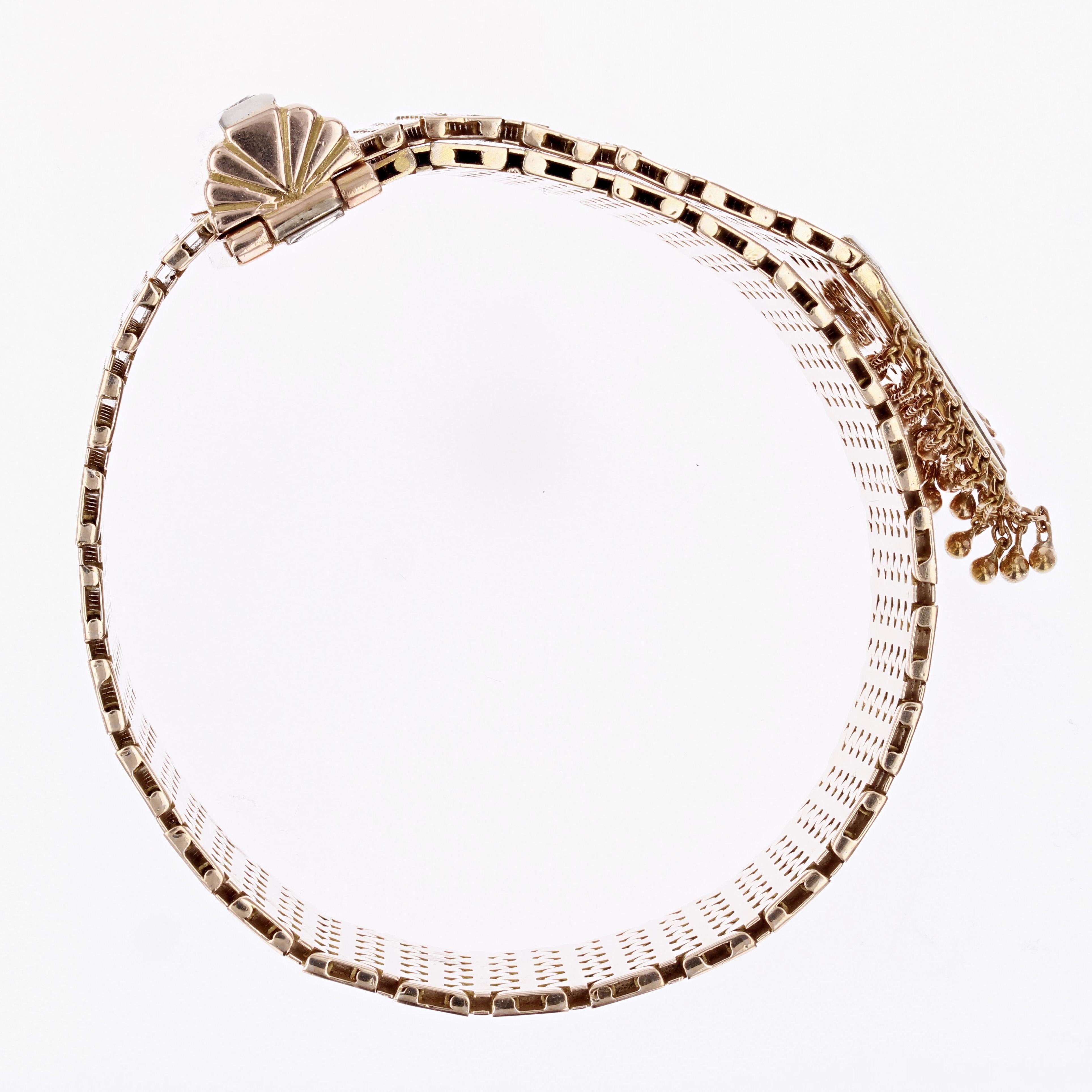1950s Diamonds 18 Karat Yellow Gold Belt Bracelet For Sale 9