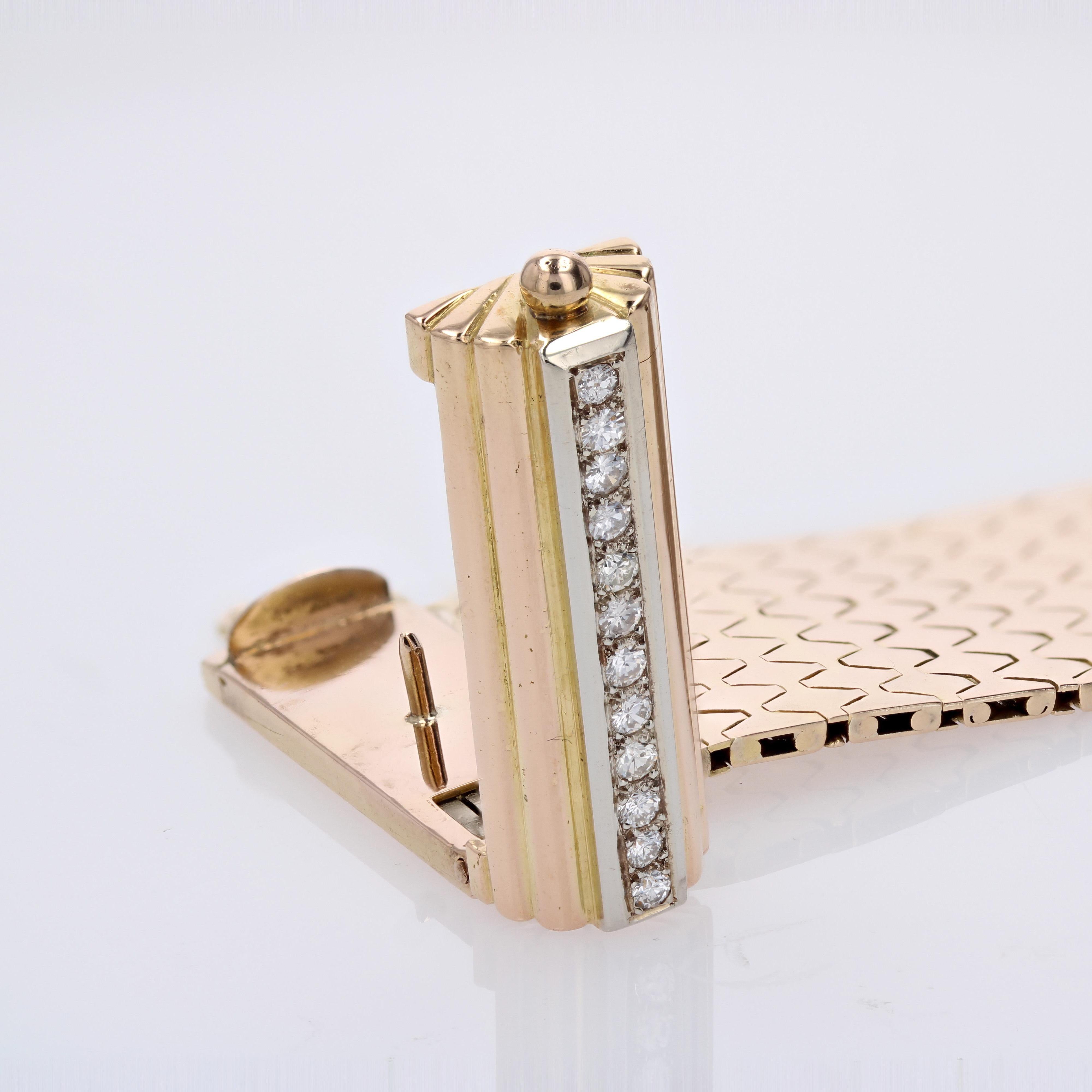 Women's 1950s Diamonds 18 Karat Yellow Gold Belt Bracelet For Sale