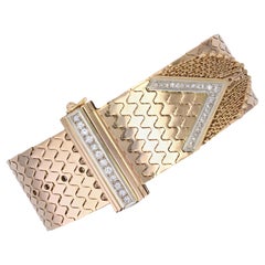 1950s Diamonds 18 Karat Yellow Gold Belt Bracelet