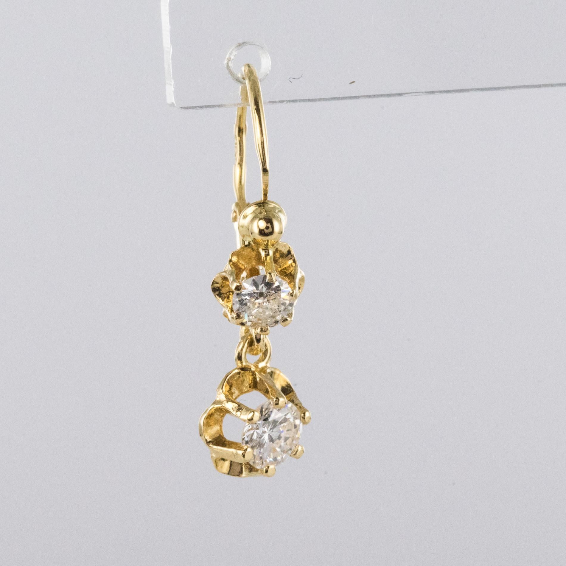 Women's 1950s Diamonds 18 Karat Yellow Gold Drop Earrings