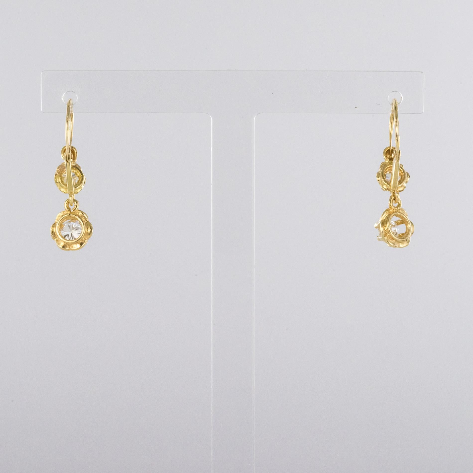 1950s Diamonds 18 Karat Yellow Gold Drop Earrings 1