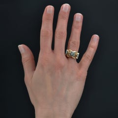 1950s Diamonds 18 Karat Yellow Gold Openwork Tank Ring