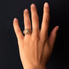 1950s Diamonds 18 Karat Yellow Gold Platinum Thread Dome Ring