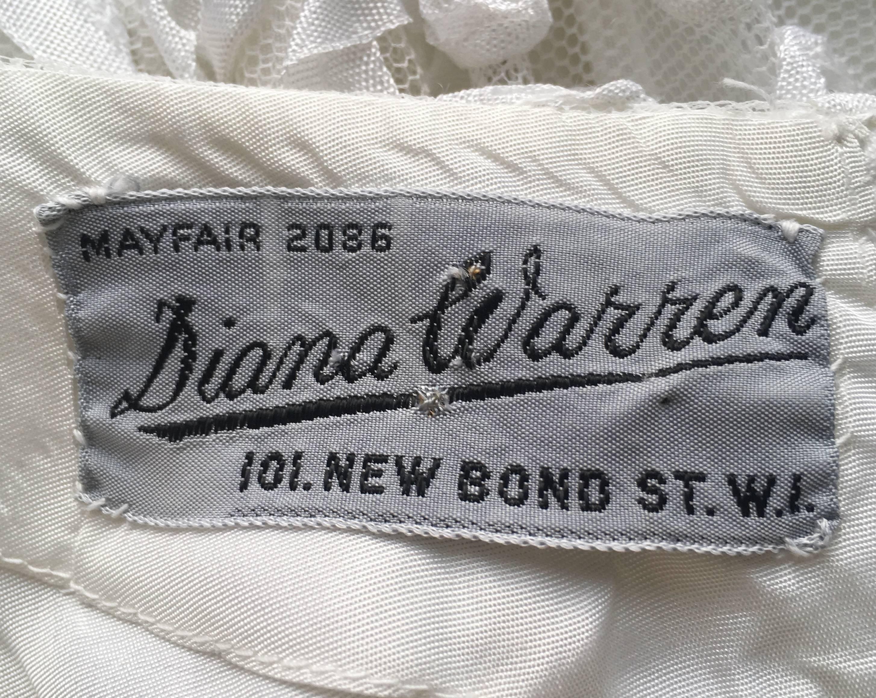 Diana Warren robe en tulle blanc avec appliqué ruban, années 1950 Pour femmes en vente