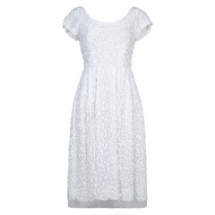 1950s Diana Warren White Tulle Dress With Ribbon Appliqué