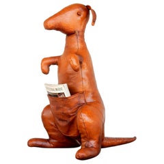 1950s Dimitri Omersa Leather Kangaroo Sculpture Magazine Stand