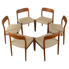 Vintage 1950s Dining chairs, Niels O. Møller, Model 75 