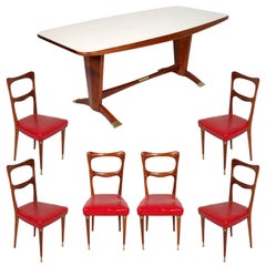 Vintage 1950s Dining Room Table & Chais from Cantù, Melchiorre Bega Attributed, Mahogany