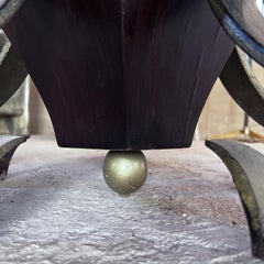 1950s Arturo Pani Forged Iron Mahogany Marble Dining Table Mexico City