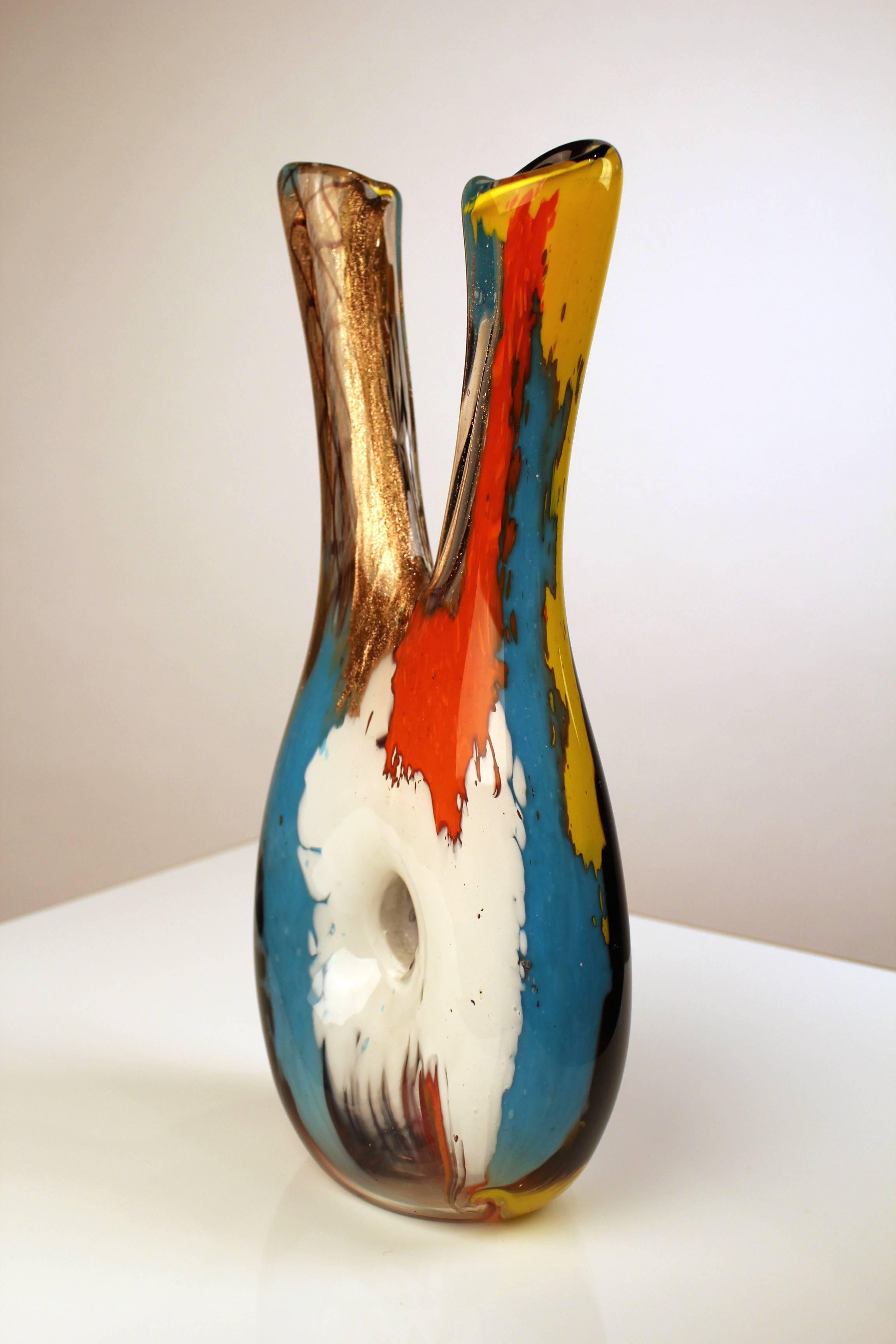 1950s Dino Martens Double Vase for Aureliano Toso In Excellent Condition In Dallas, TX