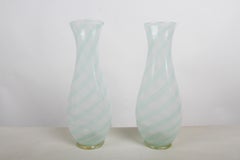 1950s Dino Martens for Aureliano Toso Murano Mezza Filigrana Glass Vase - Italy