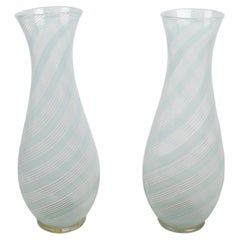 1950s Dino Martens for Aureliano Toso Murano Mezza Filigrana Glass Vase - Italy