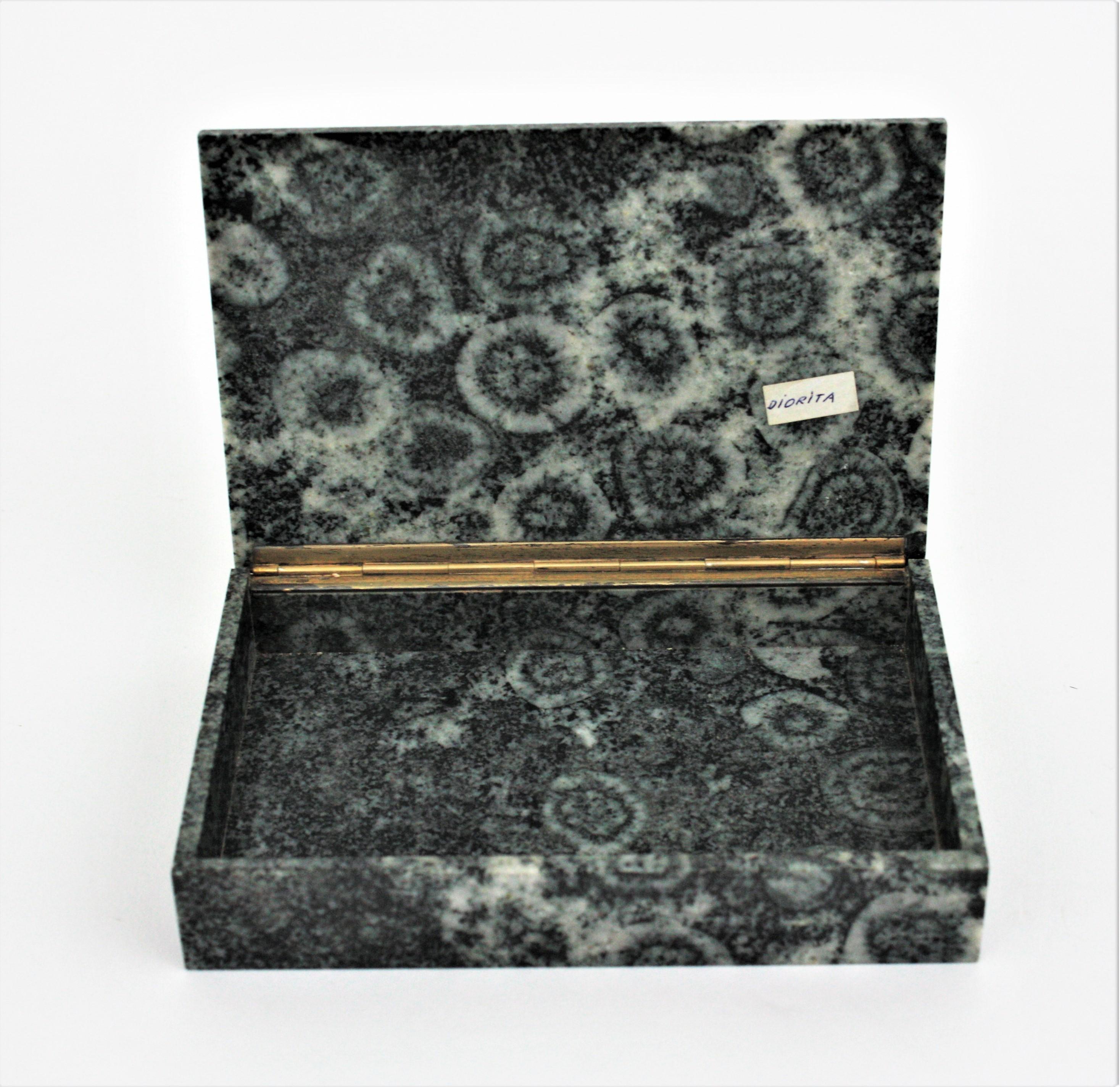 Mid-Century Modern 1950s Diorite Mineral Jewelry or Trinket Box
