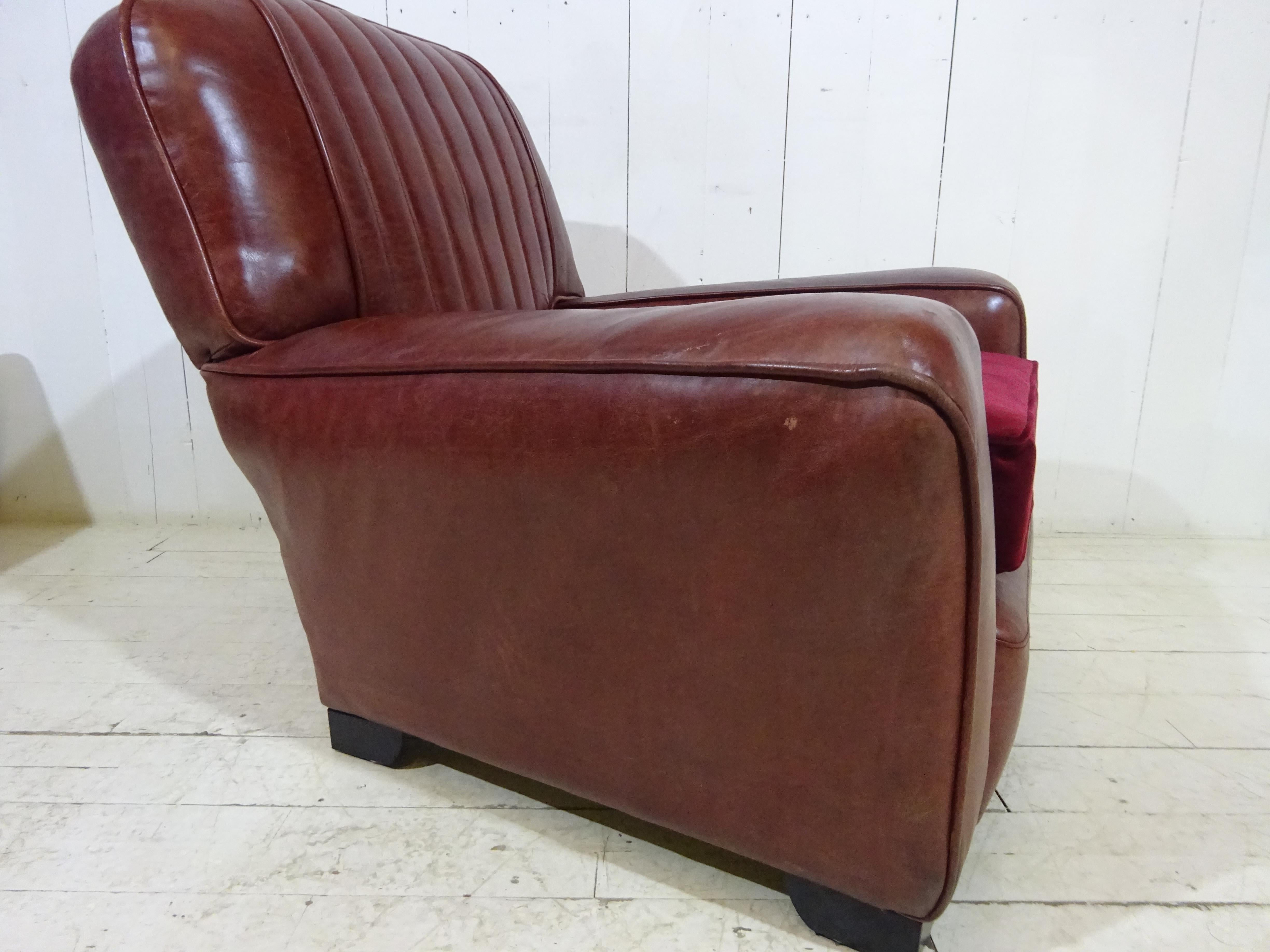 Mid-Century Modern 1950's Distressed Leather Club Chair